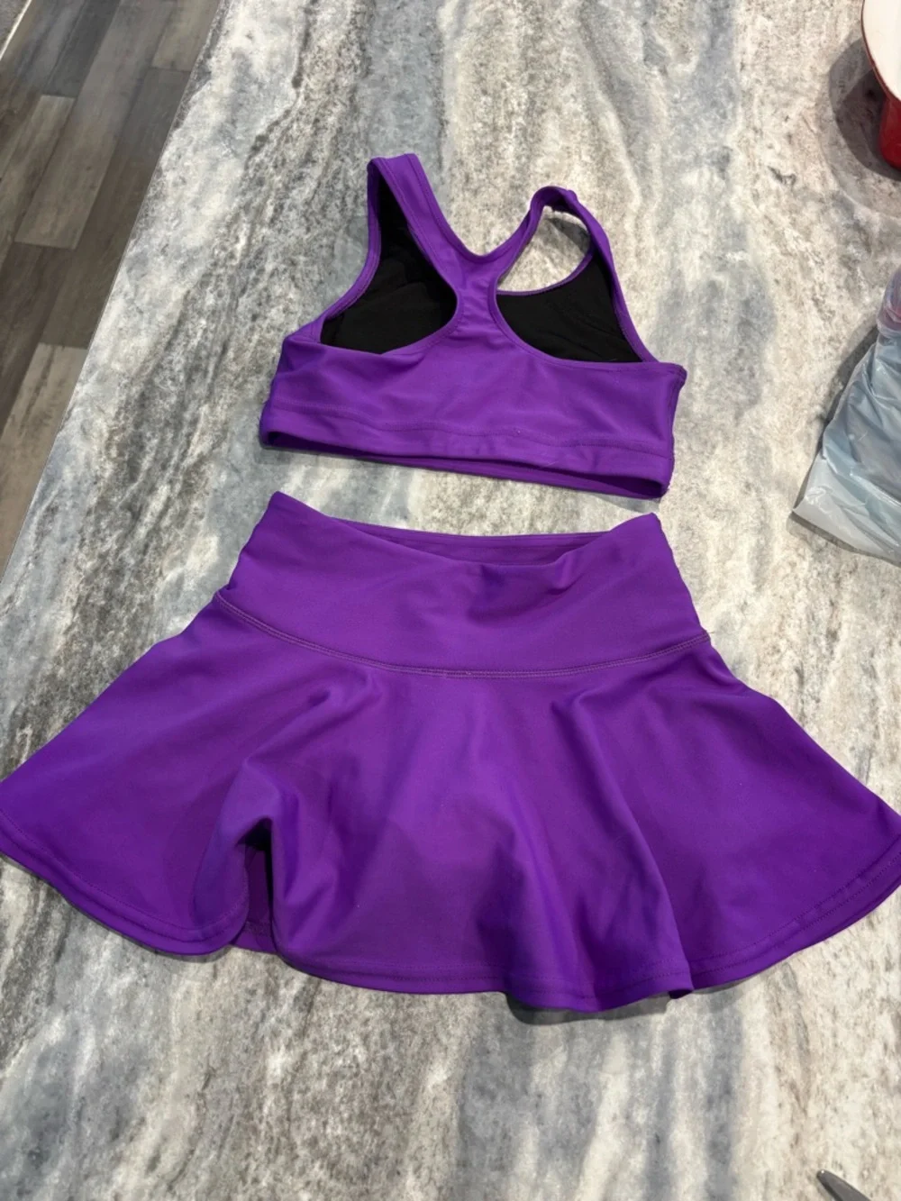 Girls Purple Active Skort & Sports Bra Matching Set